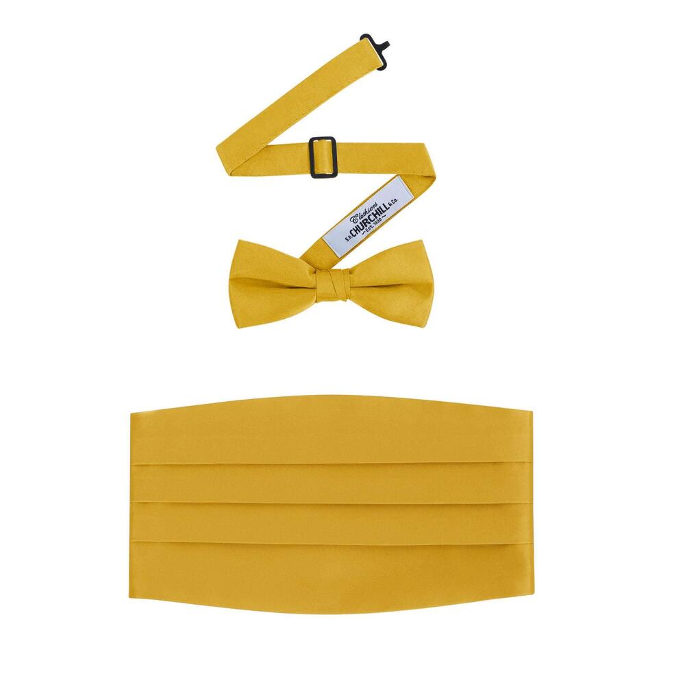 2169 Formal Satin Bowtie and Cummerbund Set - Gold, By S. H. Churchill